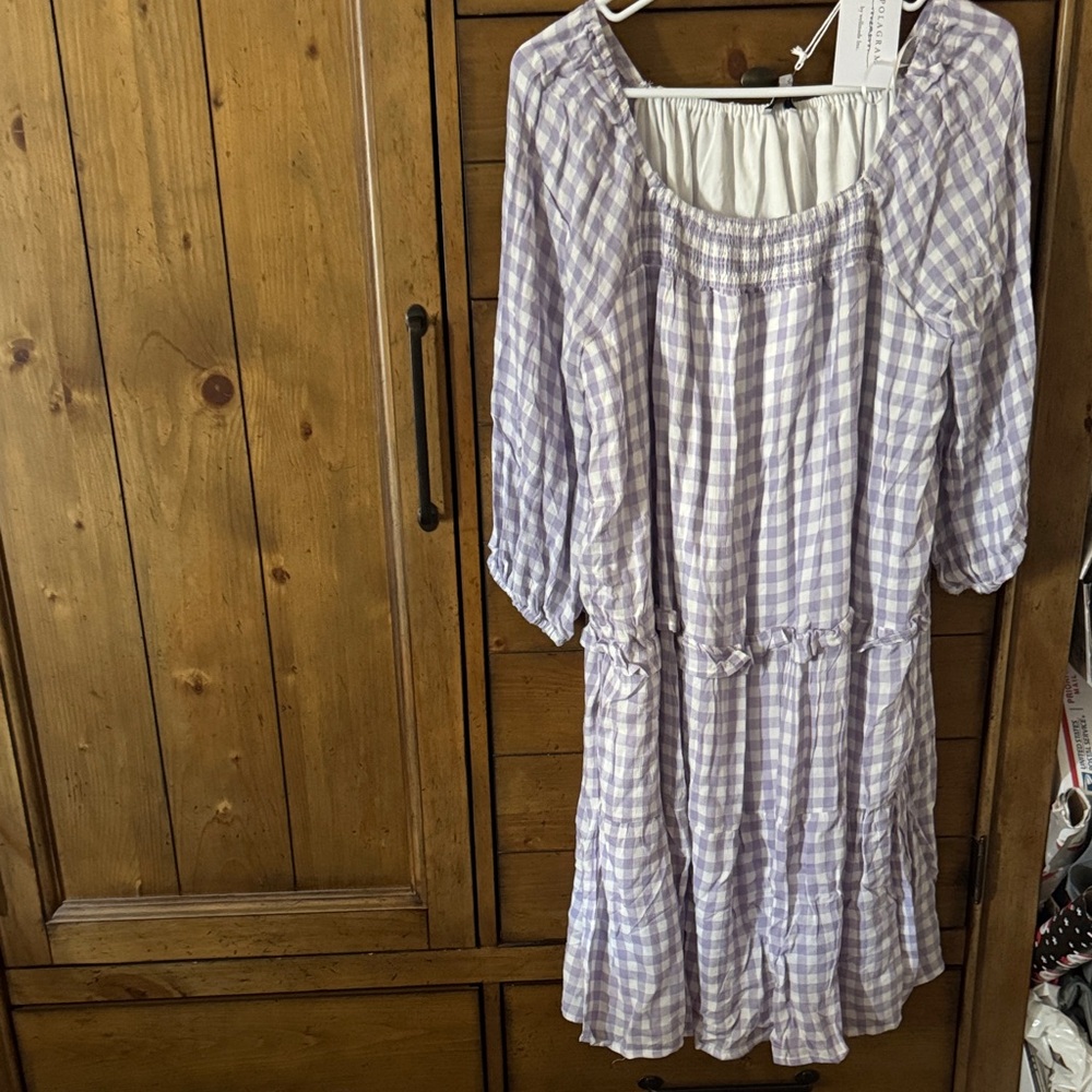 Polagram Lavender Checkered Dress